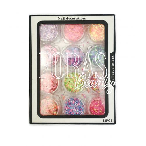 Nail Decorations, конфетті блискітки мікс, 001 набір 12 шт