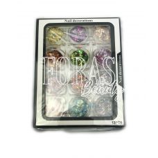 Nail Decorations, конфетті блискітки мікс, 002 набір 12 шт
