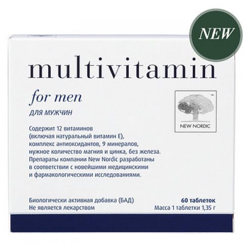 Мультивитамины для мужчин Multivitamin for men New Nordic 60 таб